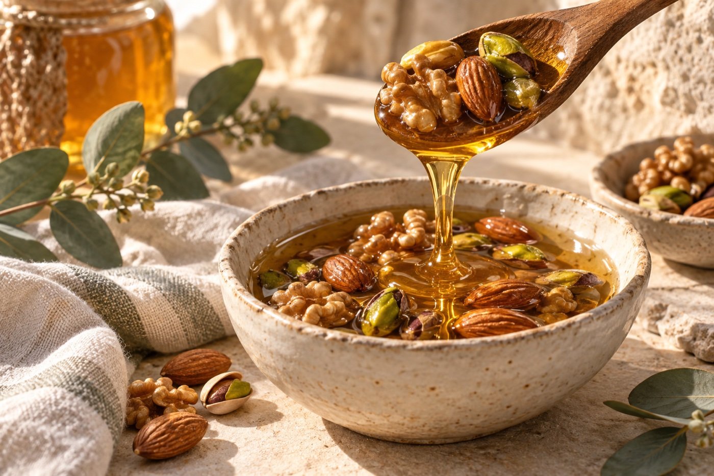عسل الكالبتوس مع المكسرات
